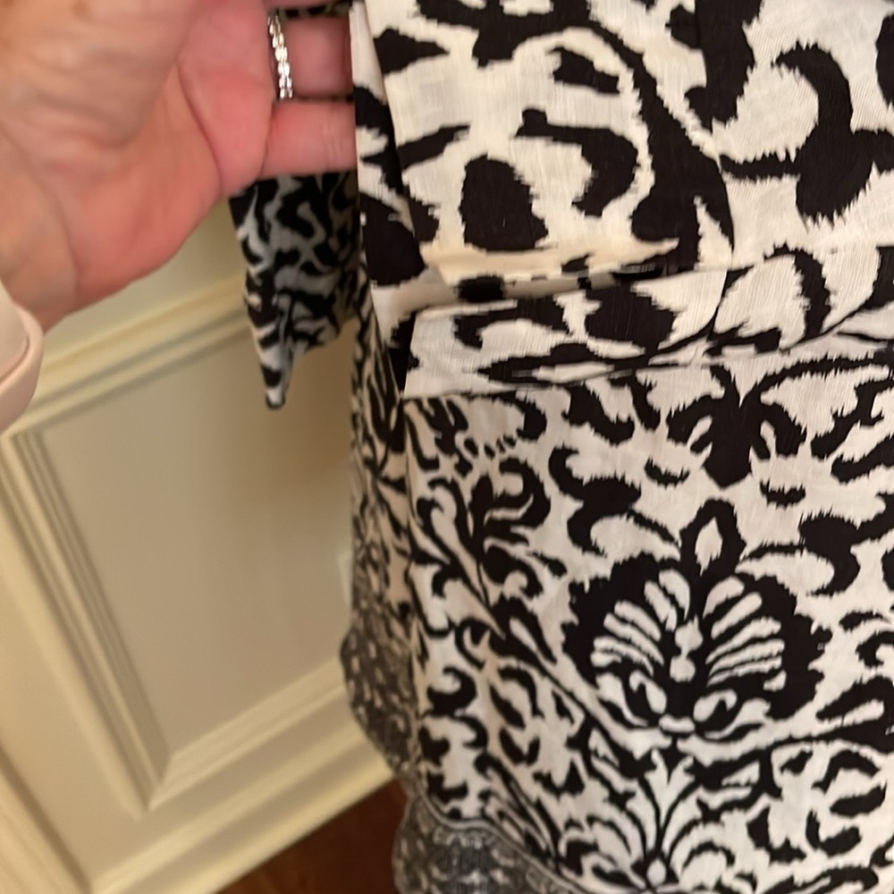 Tyler Boe Black & White Patterned Tunic Top or Short Dress 100% Linen - Picture 4 of 7